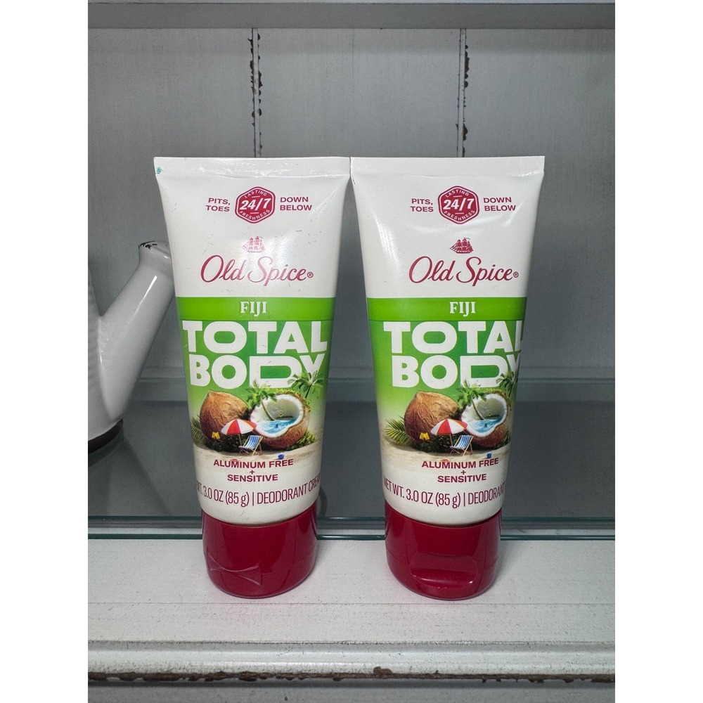 Old‎ Spice Fiji Total Body Deodorant Cream Aluminum Free Sensitive 3oz 2 Pack